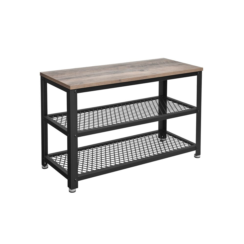 Industrieel design schoenenbank en plank - Grijs + Zwart