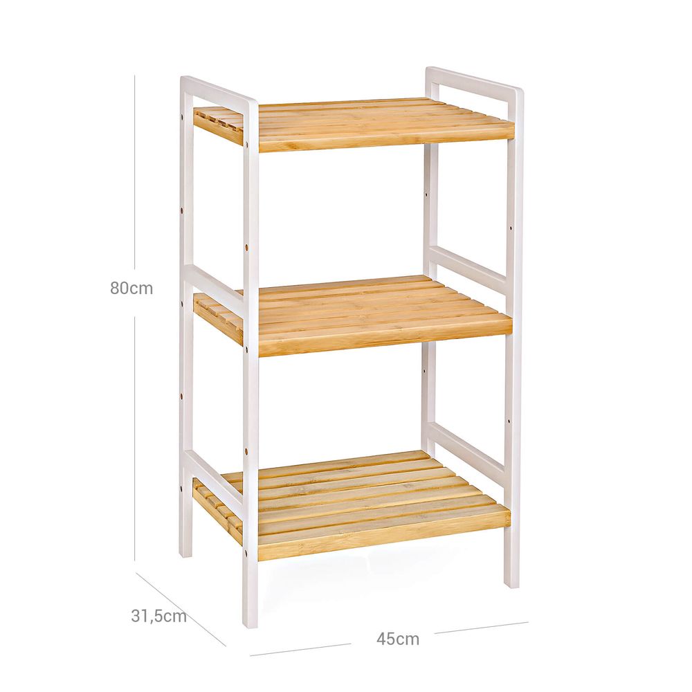 Kast Bamboe 3 niveaus - Wit + Naturel