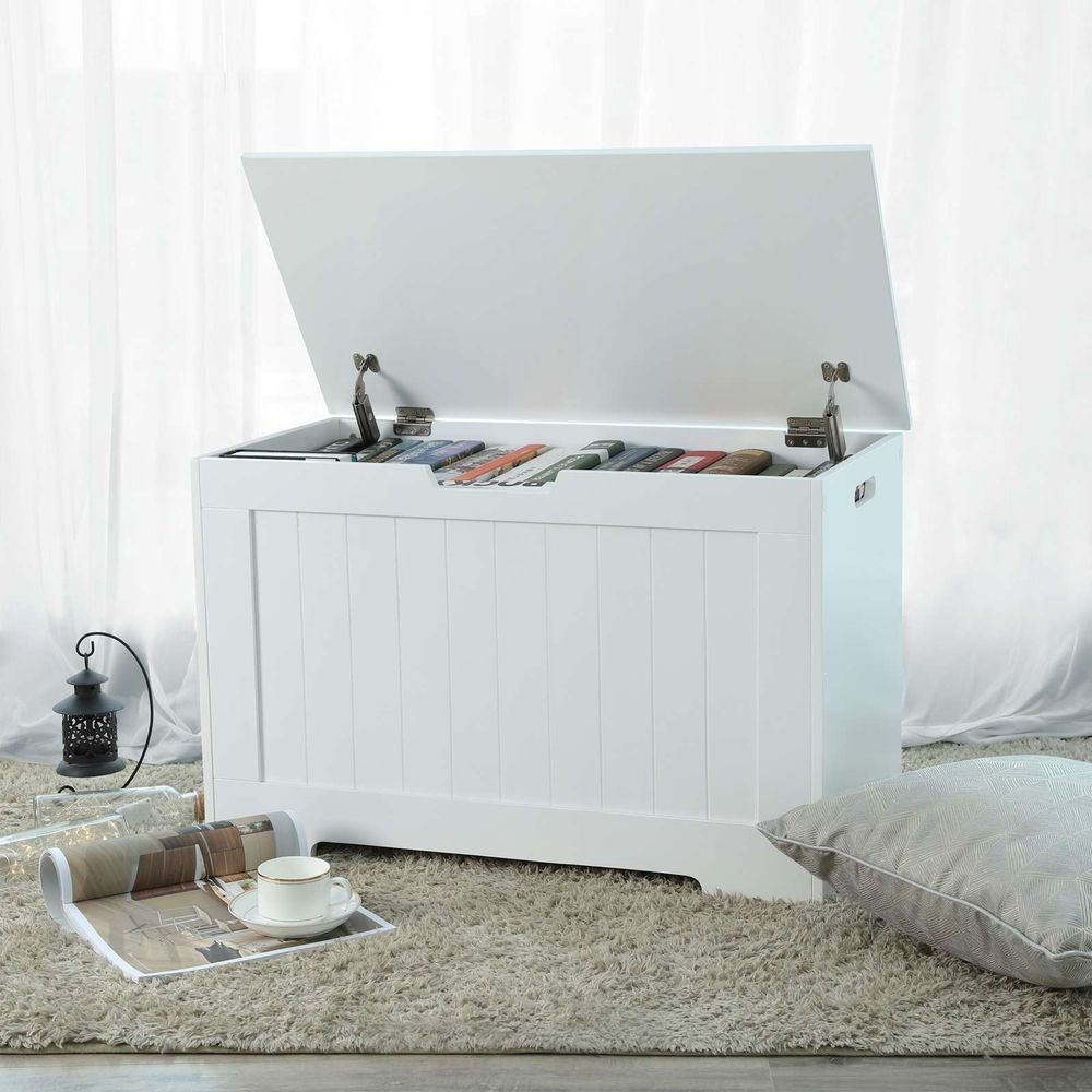 Landelijke zitkist met opbergruimte 76x48x40 - Wit
