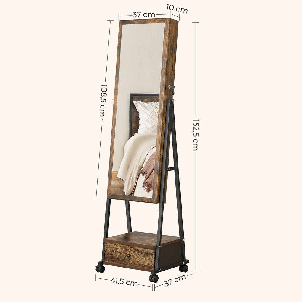 Afsluitbare sieradenorganizer met lade - Vintagebruin