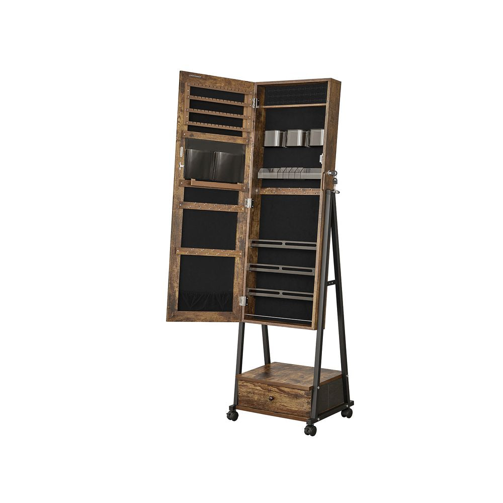 Afsluitbare sieradenorganizer met lade - Vintagebruin