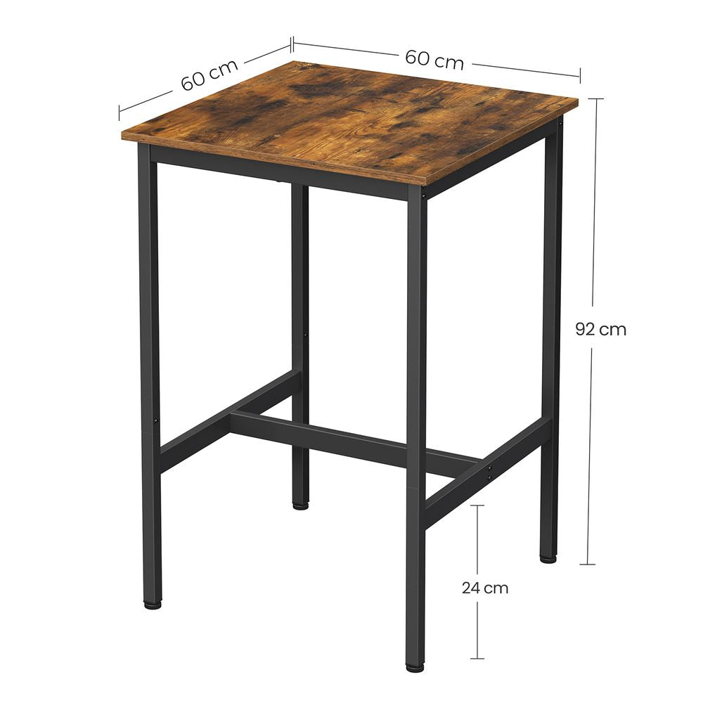Hoge bartafel Industrieel - Vintagebruin + Zwart (60 x 60 x 92 cm)