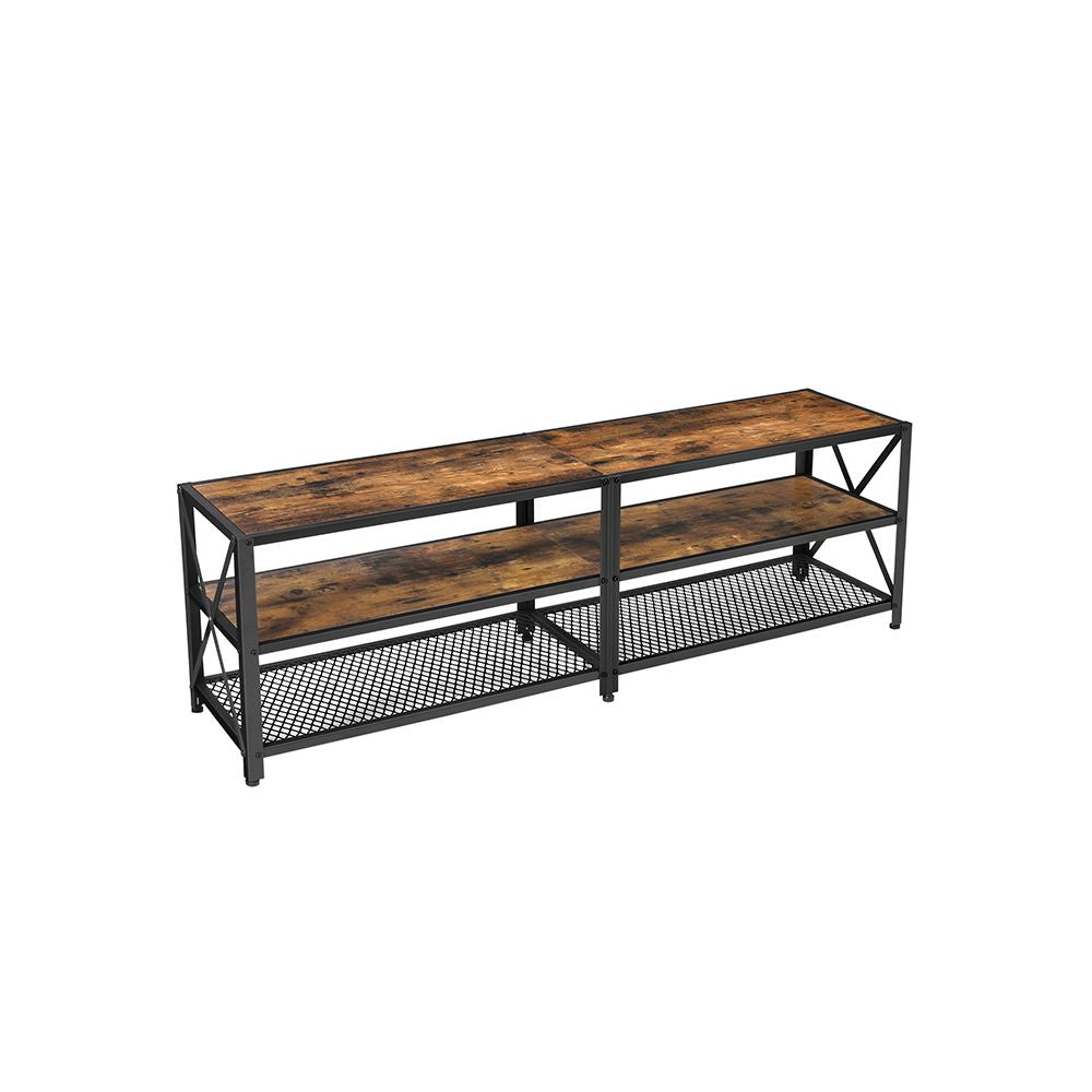 TV meubel met planken - Vintagebruin + Zwart (Tot 60 inch)