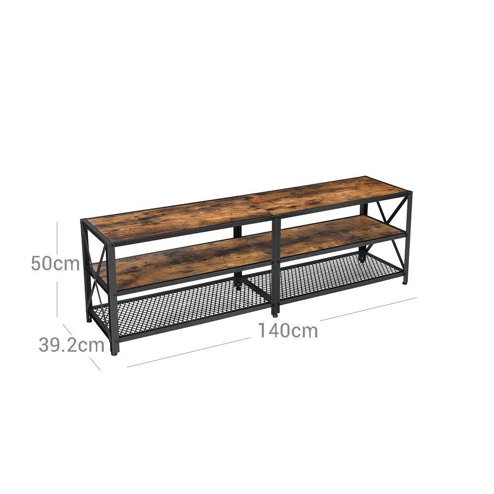 TV meubel met planken - Vintagebruin + Zwart (Tot 60 inch)