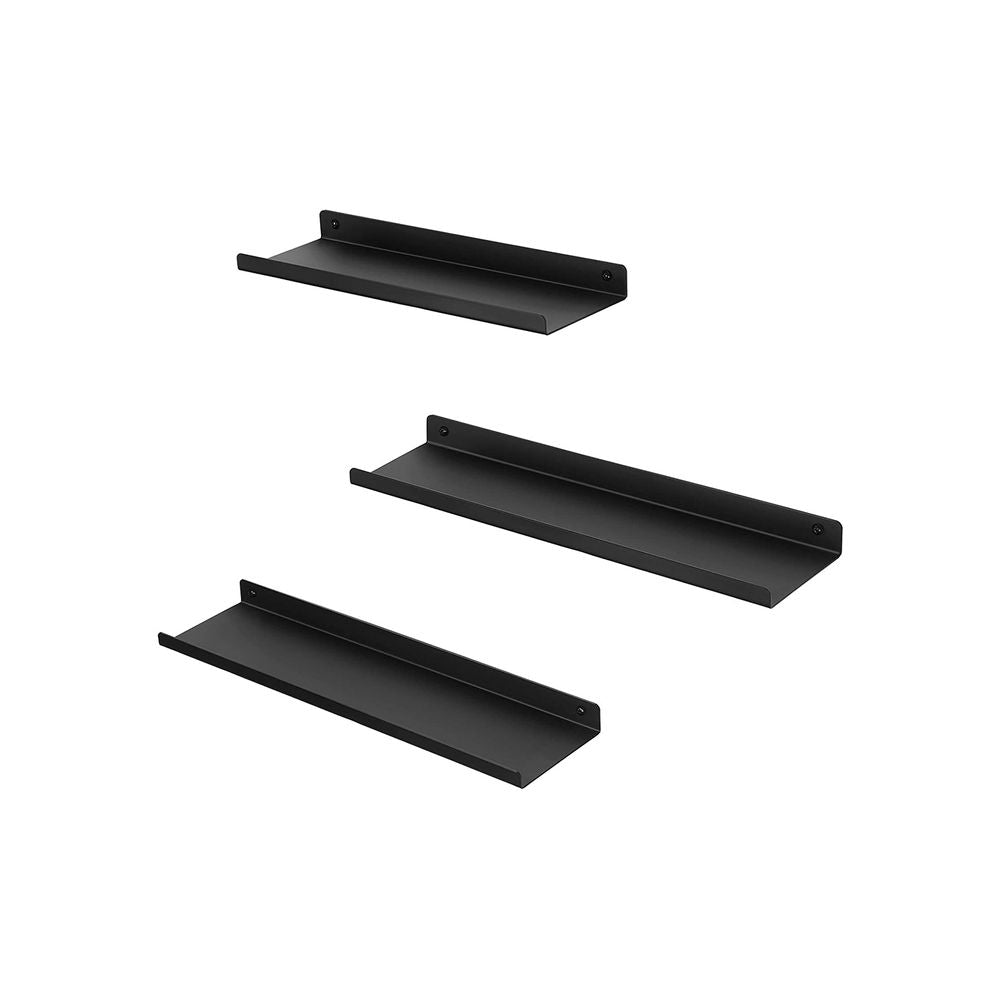 Metalen wandplanken - Zwart (Set van 3)